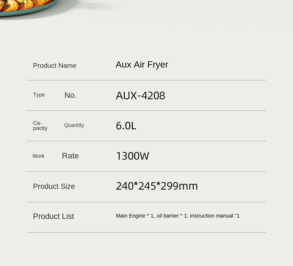 220V AUX Air Fryer and Oven Combo: Multifunctional, Fully Automatic, No Oil Technology, Easy-to-clean AF